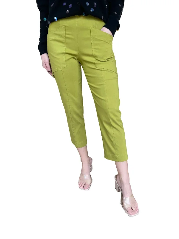 Fresh And Natural Control Stretch D Ring Crop Cargo Pant In Olive Oil