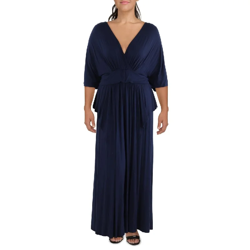 Street Fashion Kiyonna Womens Plus Full Length V-Neck Maxi Dress