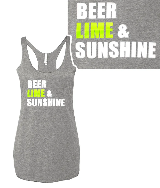 Moisture wicking Beer, Lime & Sunshine - Grey Next Level - Women's Vintage Style Tank Top