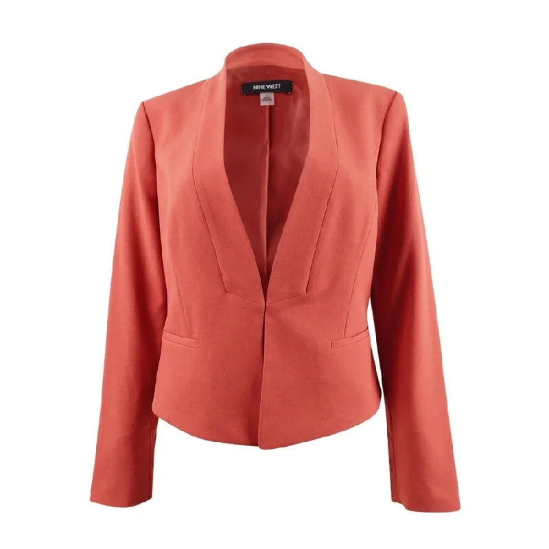Slightly Flared Design Nine West Womens Collarless Blazer Jacket