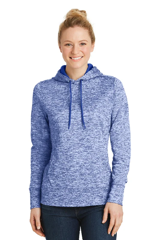 Urban Style Sport-Tek Womens Electric Heather Moisture Wicking Fleece Hooded Sweatshirt Hoodie w/ Pouch Pocket - True Royal Blue Electric - Closeout Urban Style Sport-Tek Womens Electric Heather Moisture Wicking Fleece Hooded Sweatshirt Hoodie w/ Pouch Pocket - True Royal Blue Electric - Closeout