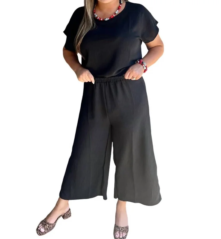 Outdoor Trend Wide Leg Pant In Black
