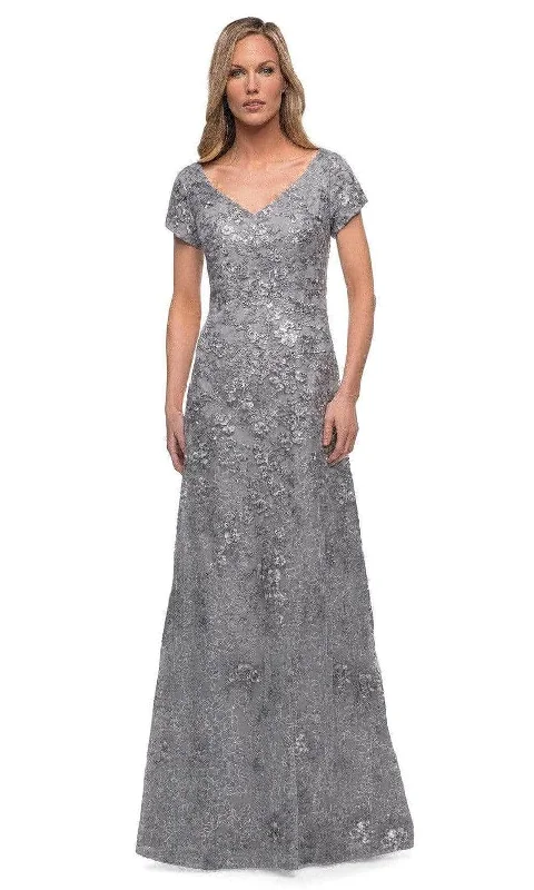 Outdoor Trend La Femme 29291SC - Short Sleeve Embroidered Formal Dress