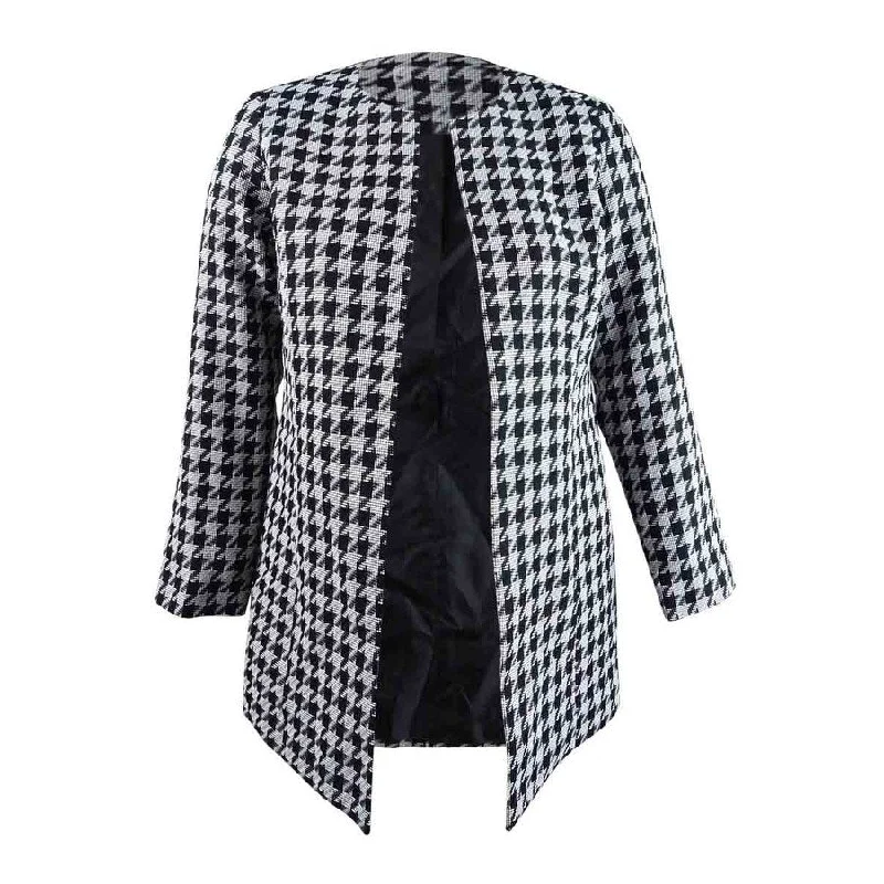 Warm And Comfortable Kasper Women's Tweed Houndstooth Topper (10, Black/White)