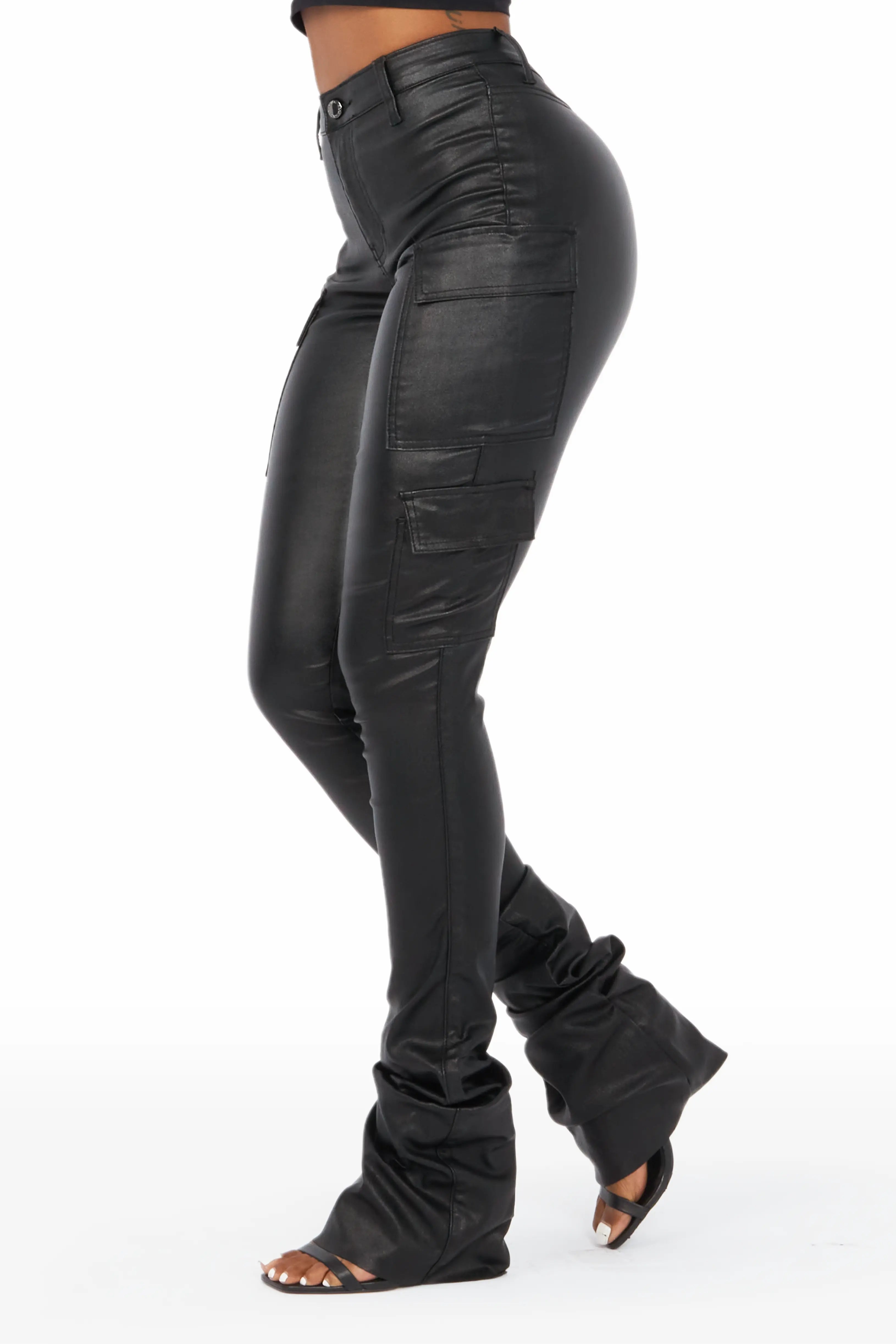 Classic Style Vixen Metallic Black Cargo Super Stacked Pant