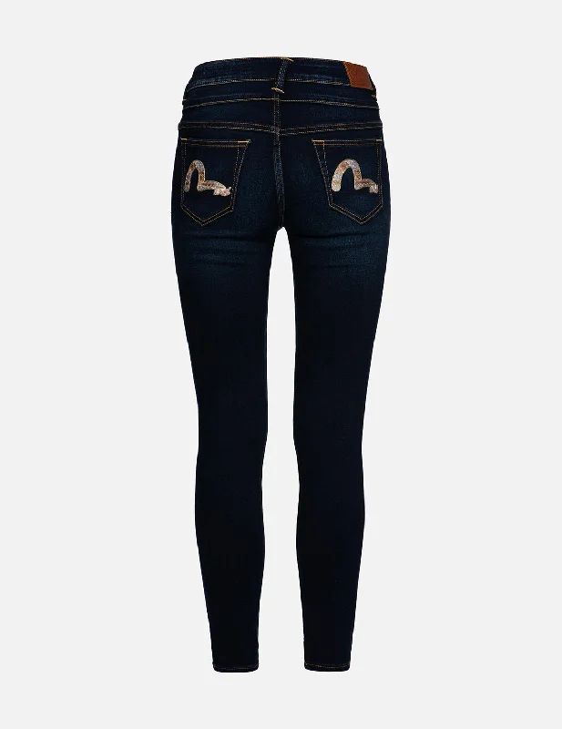 Noble Temperament Floral-Pattern Seagull  Embroidery High-Waist Skinny Jeans