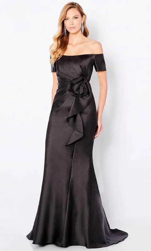Slim Fit Cameron Blake 221693 - Short Sleeve Mikado Formal Gown