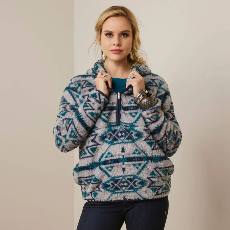 Classic Style Ariat Women's REAL Berber Pullover Sweatshirt, Rocky Mountain Print