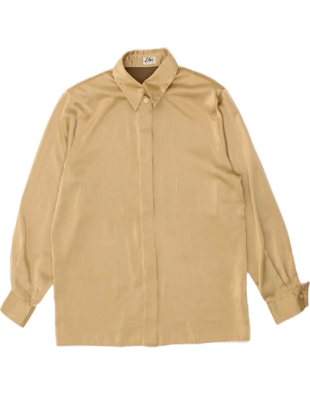 Nightclub Style LIBRA Womens Shirt Blouse US 12 Large Beige Polyester