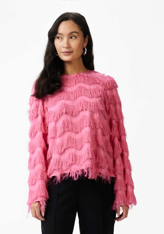 Classic Series Y.A.S Ria Fringed Long Sleeve Top, Sangria Sunset
