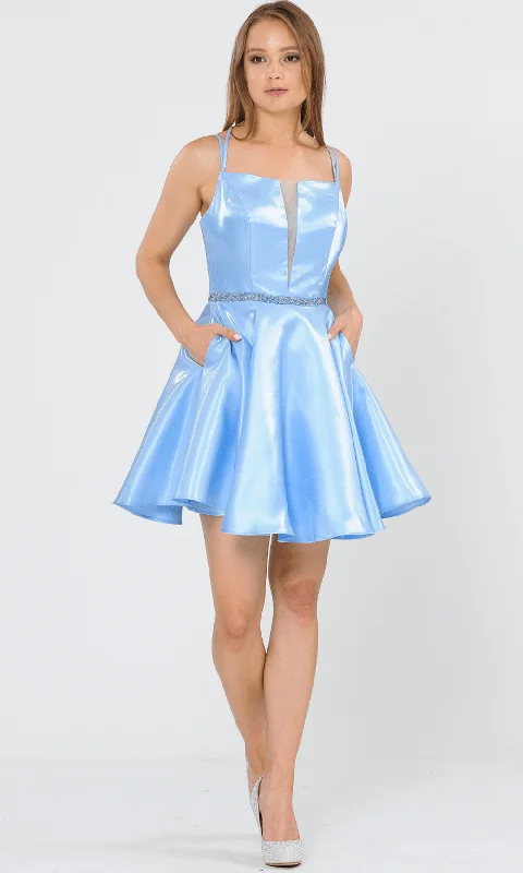 Nightclub Style Poly USA 8447 - Deep Plunge A-Line Cocktail Dress