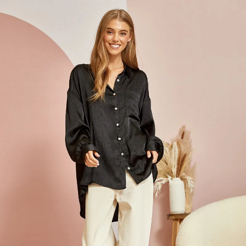 Ultra-lightweight Andree Women's Black Shiny Blouse