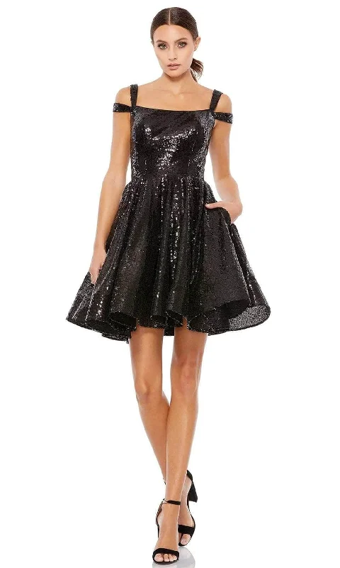 Slightly Flared Design Ieena Duggal - 49484 Sequined Prom A-Line Dress