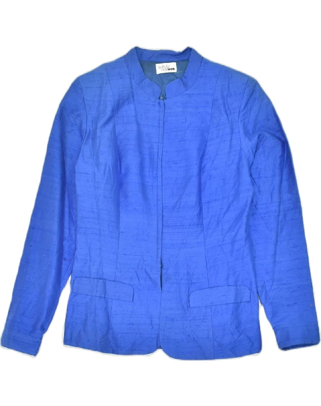 Elegant And Lazy VINTAGE Womens Blazer Jacket UK 12 Medium Blue Viscose