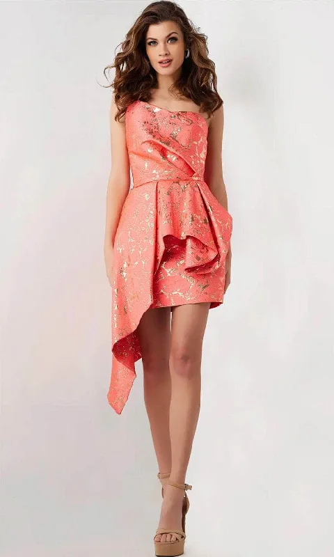 High-quality fabrics Jovani 25668 - Asymmetric Hi-Low Peplum Cocktail Dress