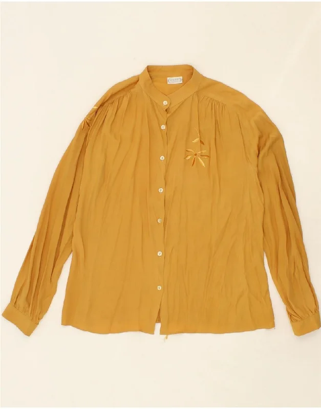 End Of The Year VINTAGE Womens Shirt Blouse IT 48 XL Yellow Silk