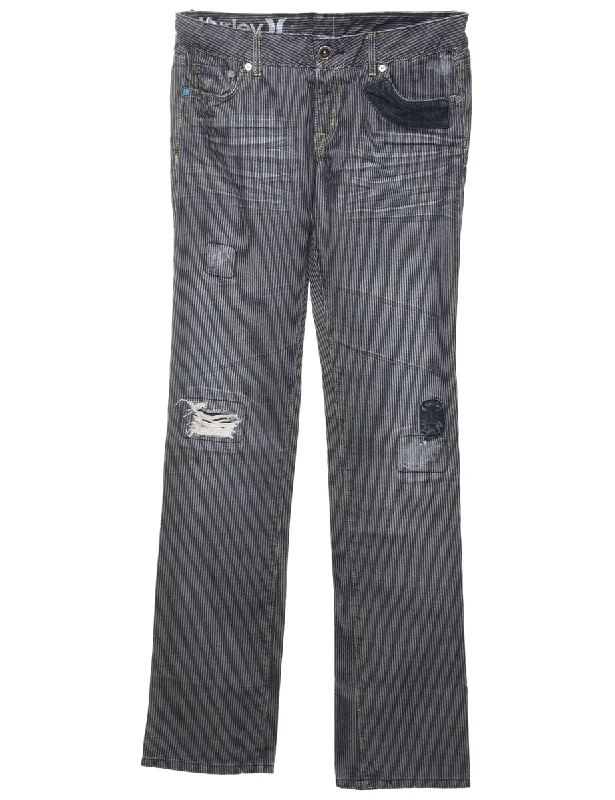 Nightclub Style Pinstripes Straight Fit Jeans - W28 L34