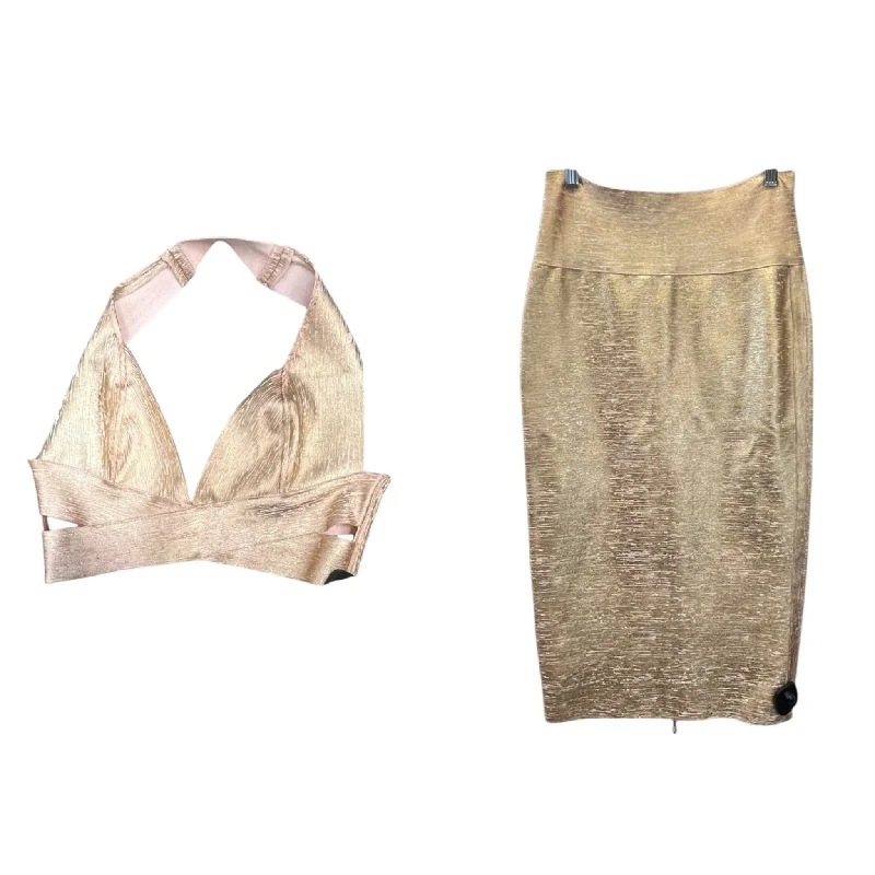 Leisure Travel Skirt Set 2pc By Clothes Mentor In Gold, Size: L