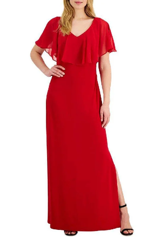 College Style Connected Apparel T1312927M1 - Short Flutter Sleeve Evening Dress