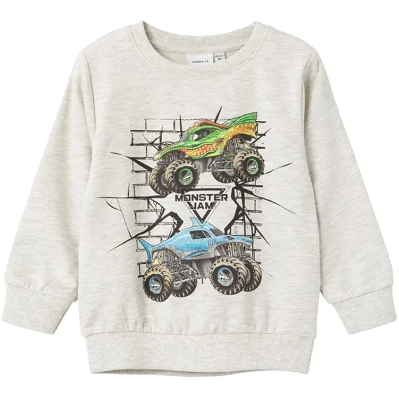 Casual Street Name it Light Grey Melange Faustin Monster Jam Sweatshirt