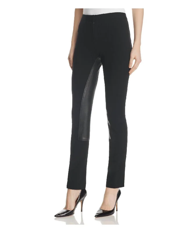 British casual Leather Trim Riding Pants In Black