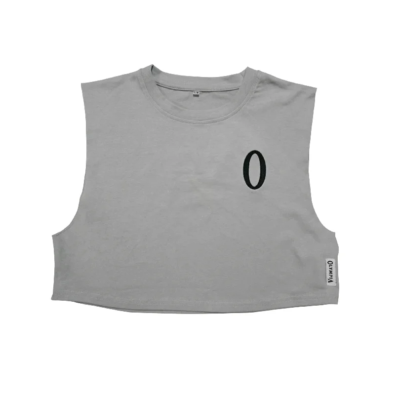 Slim Fit Olympia Women's Cut Off Tank -Light Grey