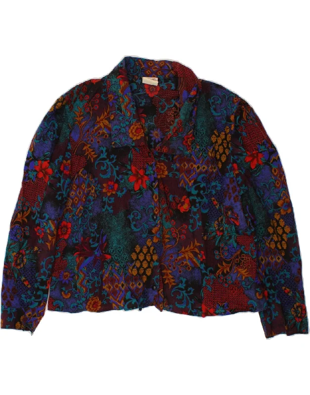 Thin Design VINTAGE Womens Shirt Blouse UK 22 3XL Multicoloured Floral