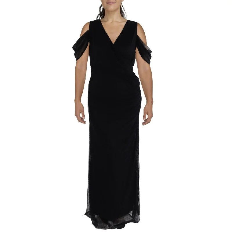Elegant Style Kiyonna Womens Plus Surplice Cold Shoulder Maxi Dress