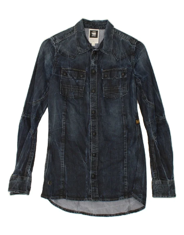 Mid-length Style G-STAR Womens Denim Shirt UK 6 XS Navy Blue