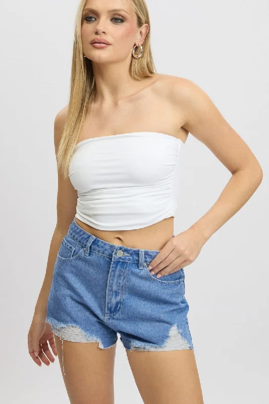 Wearable At Home Or Out Blue Relaxed Shorts HIgh Rise