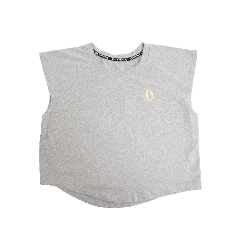 Hooded design Olympia Fitted Crop Tee Cool Grey
