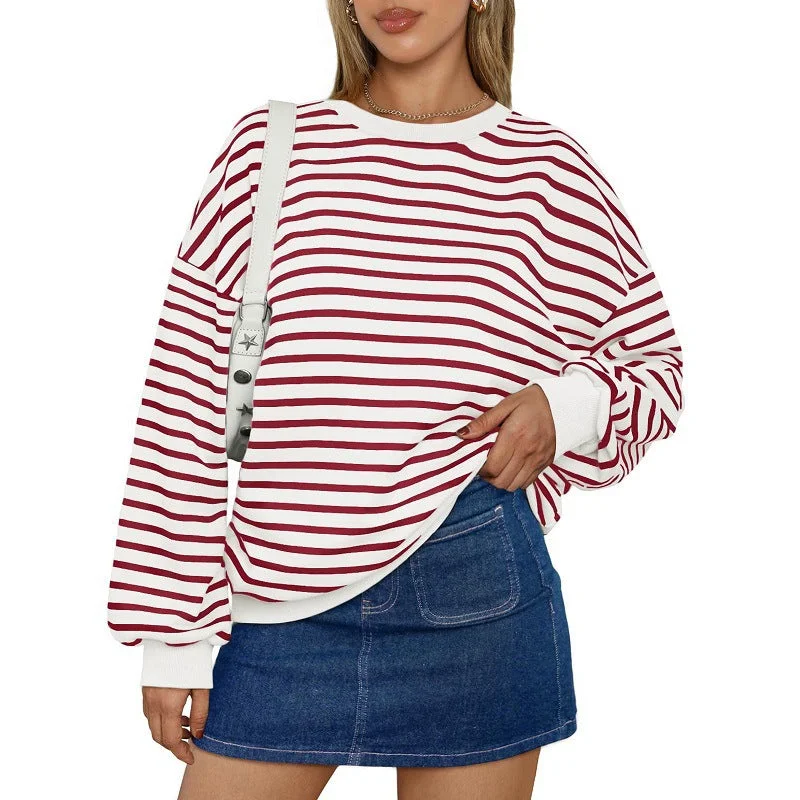 Classic Casual Striped Long Sleeves Sports Hoodies