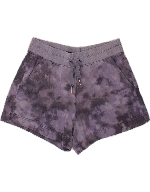 Lazy Style ATHLETA Womens Sport Shorts UK 12 Medium Purple Tie Dye Lyocell
