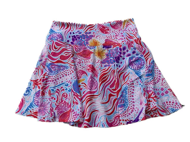 Celebrity Style G Lifestyle 16-Inch Back Yoke Ruffle Skort - Pink Sea Wave