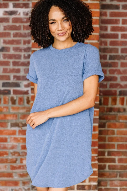 Light And Breathable Captivating Comfort Denim Blue T-shirt Dress