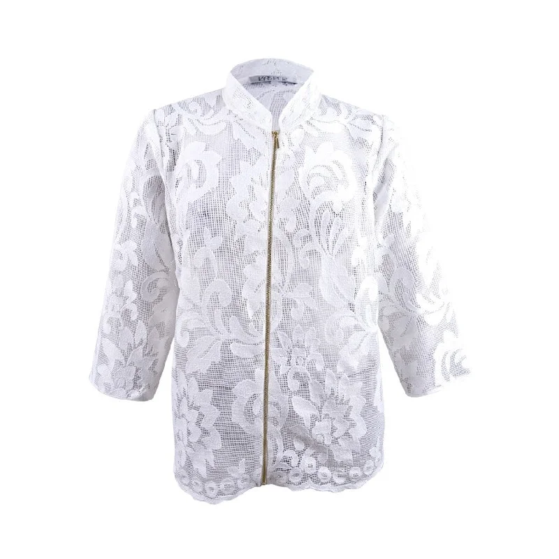 Bottom And Versatile Kasper Women's Sheer Lace Blazer (6, Lily White)