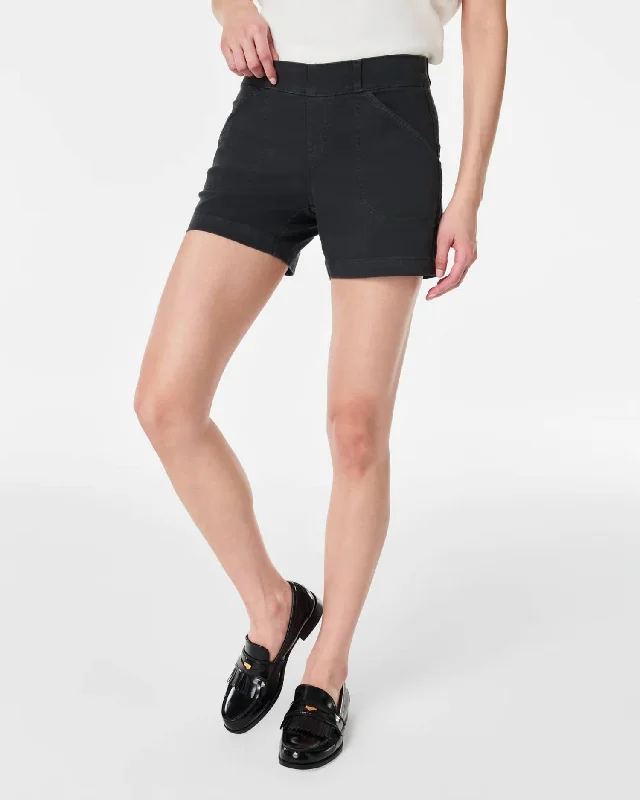 Celebrity Style Twill Shorts In Black
