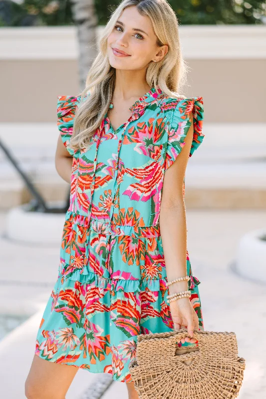 Unique Design Know You Well Mint Green Floral Babydoll Dress