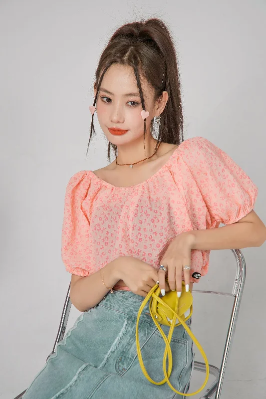 Embroidered Letters Leo Flowers Off-Shoulder Wrap Blouse
