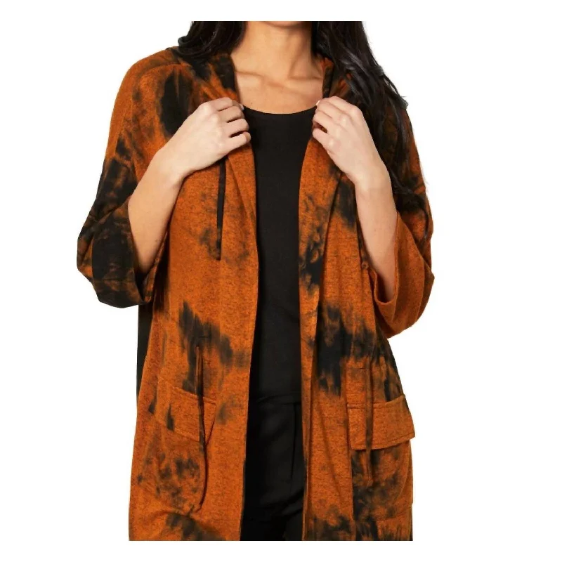 Bottom And Versatile French Kyss - Marble Wash Drawstring Cardigan