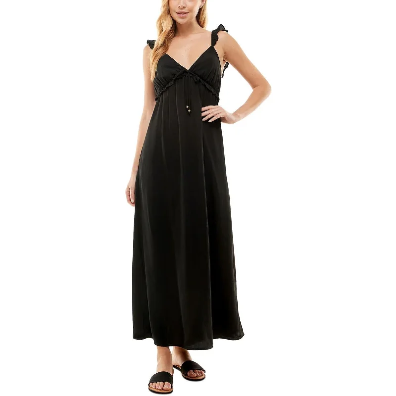 Party Wear Kingston Grey Womens Juniors Ruffled V-Neck Maxi Dress