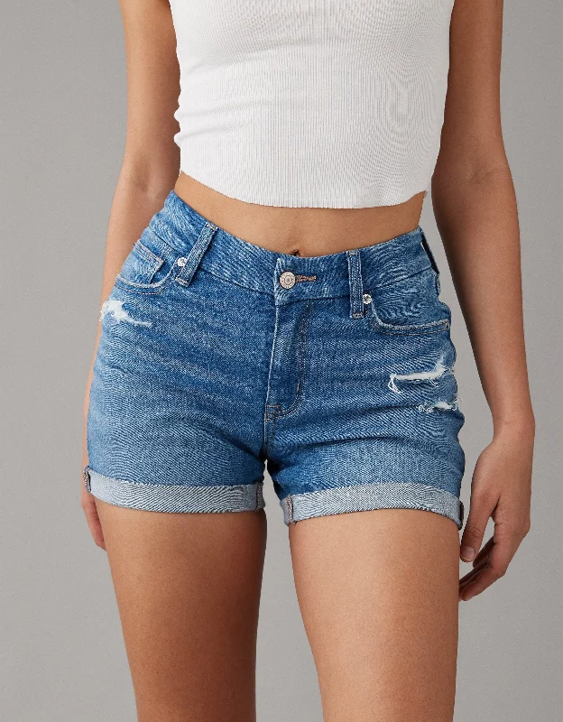 Innovative Design AE Next Level Curvy V-Rise Ripped Denim Midi Short