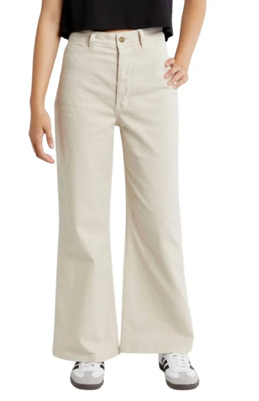 Free And Casual Sailor Drill Pant In Off White