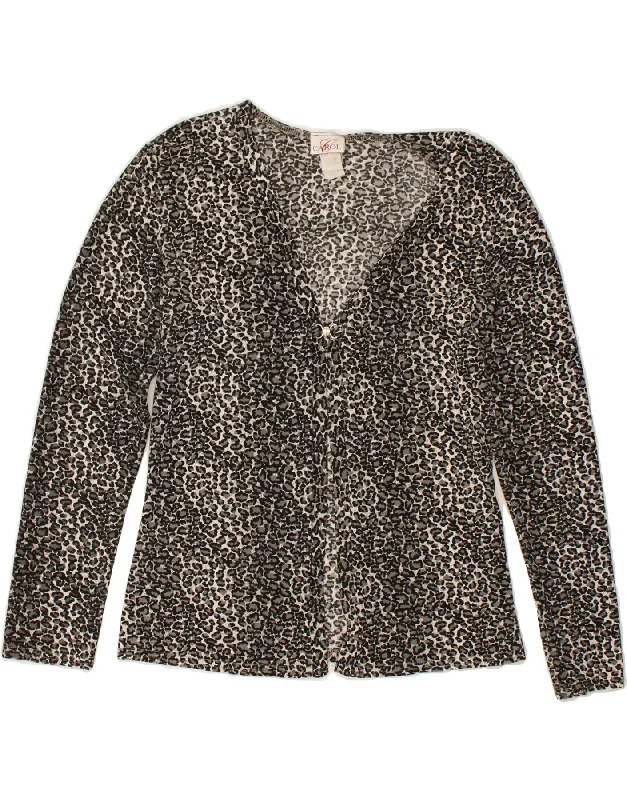 Single item design CAROL Womens Shirt Blouse UK 14 Large Grey Animal Print Polyester