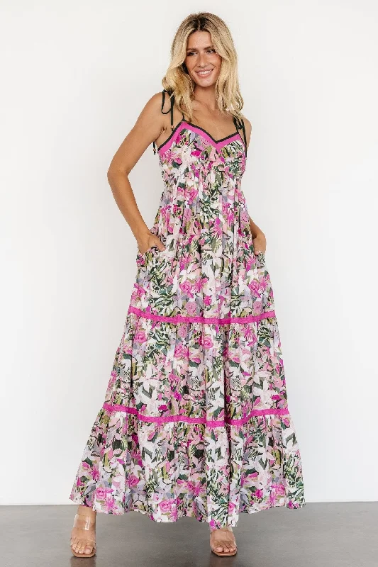 High-quality Fabrics Pierrette Maxi Dress | Pink Multi