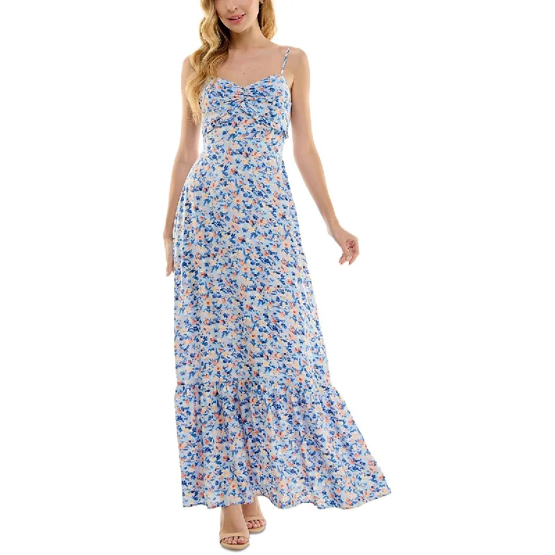 Elegant And Elegant Kingston Grey Womens Juniors Long Floral Print Maxi Dress