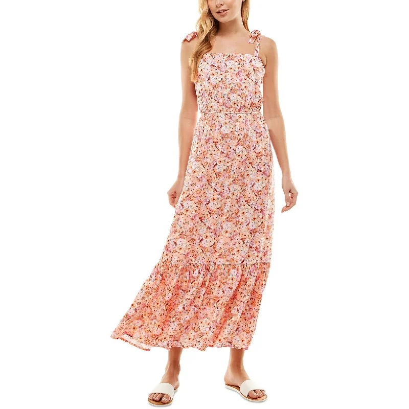British casual Kingston Grey Womens Juniors Floral Print Long Maxi Dress