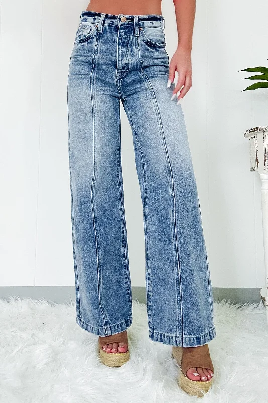 Elegant Style High Waist Wide Leg Jeans