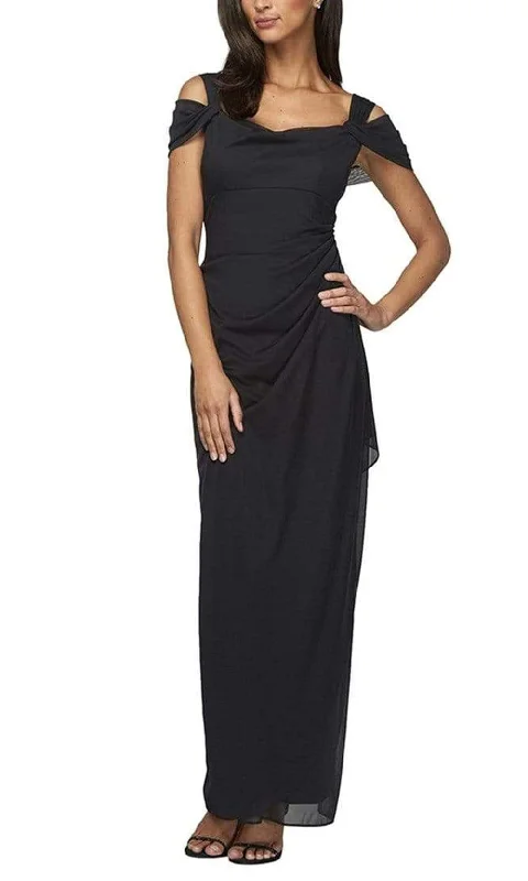 Versatile Items Alex Evenings - 232156 Cold Shoulder Drape bodice Chiffon Dress