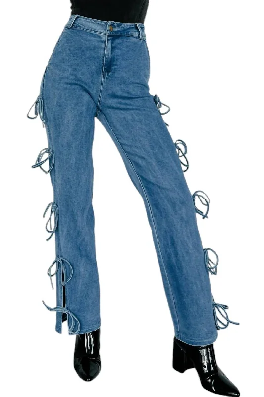 Hooded design Bow Tied Pants In Denim